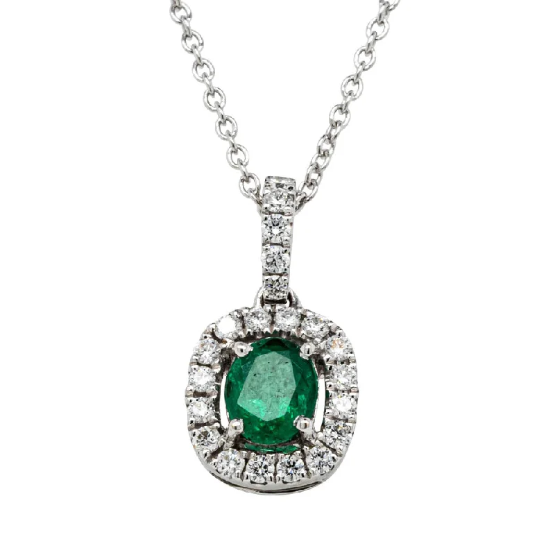 unique necklaces for women-18ct White Gold .59ct Emerald & Diamond Pendant