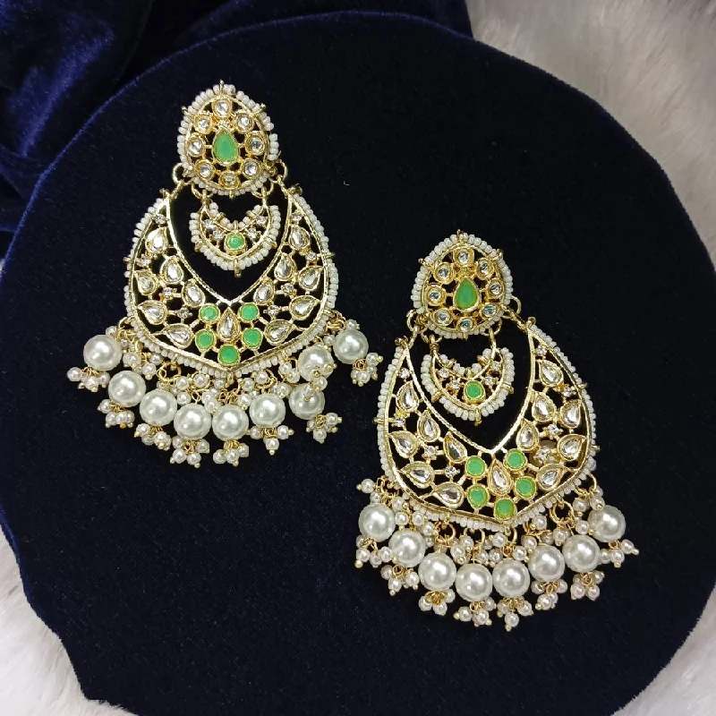 gemstone drop earrings for women-Bhavi Kundan Stone Gold Plated Dangler Earrings