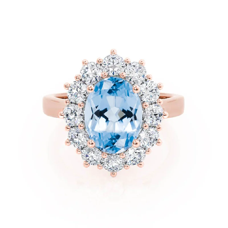 cushion-cut diamond engagement rings-DIANA - Chatham® Aqua Spinel & Lab Diamond 18k Rose Gold