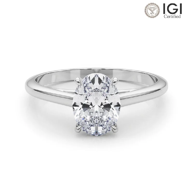 gold rings for women-Amelia Oval Lab Grown Diamond Solitaire Engagement Ring IGI Certified