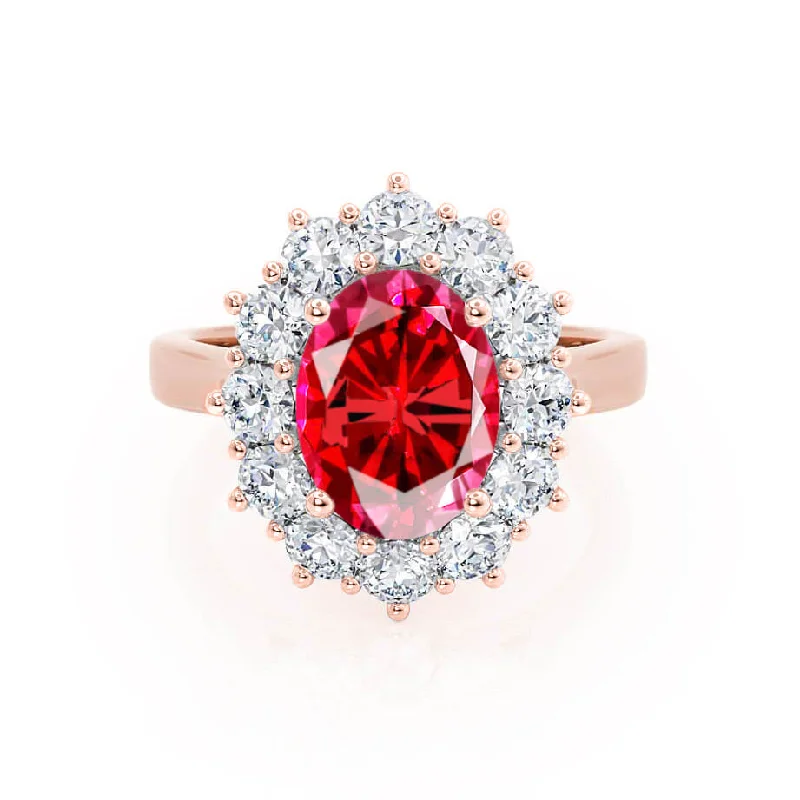 sapphire engagement rings-DIANA - Chatham® Ruby & Lab Diamond 18k Rose Gold