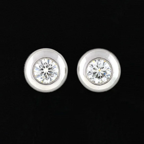 unique earrings for women-Estate Platinum Round Brilliant Diamond Stud Earrings 1.50ctw