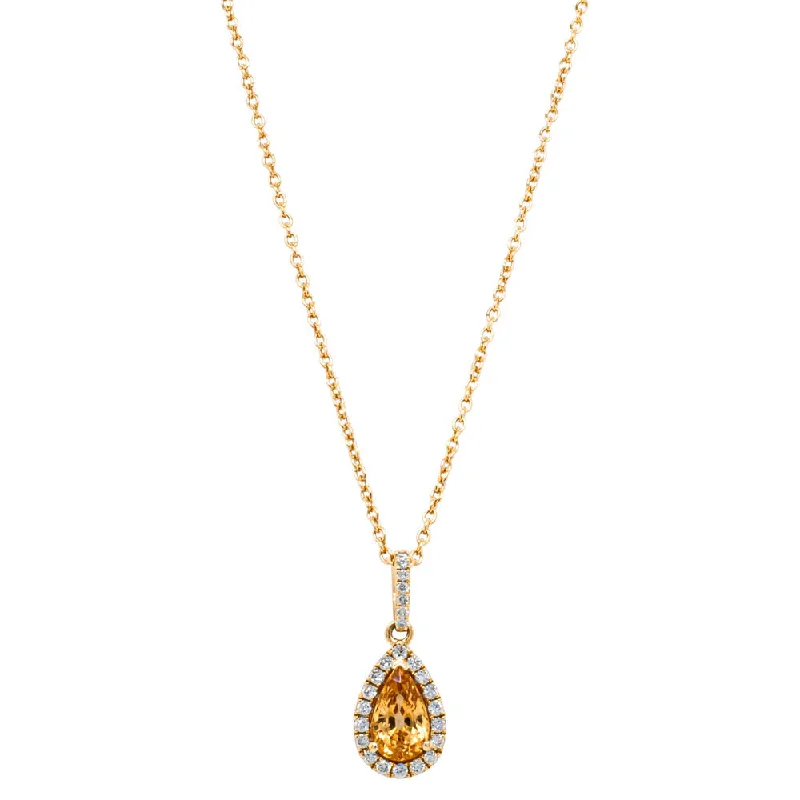 statement necklaces for women-18ct Yellow Gold 1.28ct Golden Sapphire & Diamond Pendant