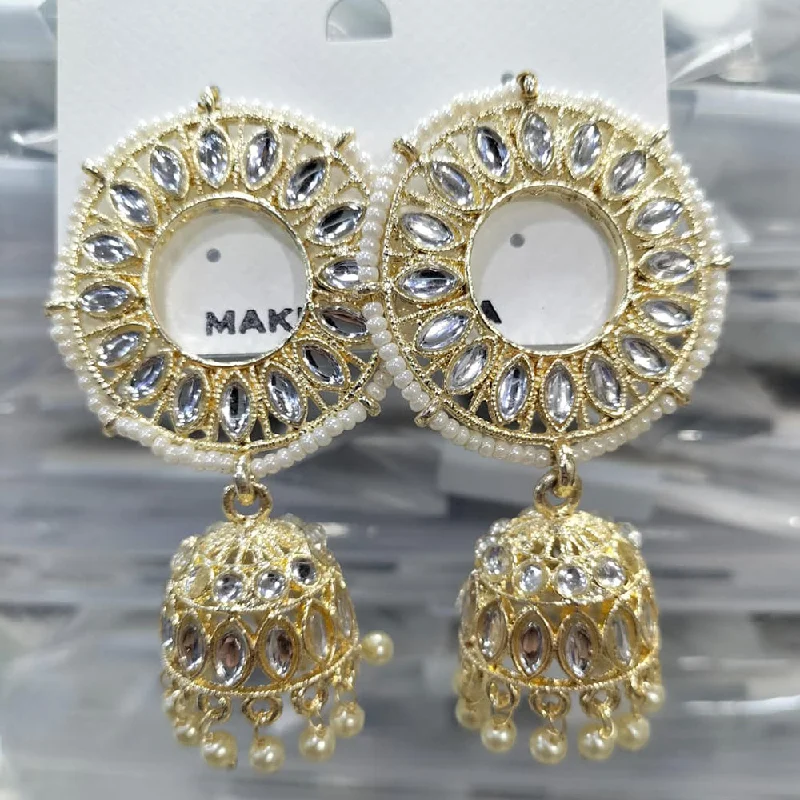 gemstone earrings for women-Manisha Jewellery Gold Plated Jhumki Earrings