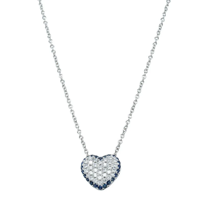 cubic zirconia necklaces for women-18ct White Gold Sapphire & Diamond Corazon Pendant