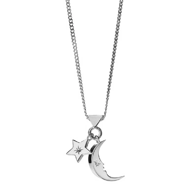 custom necklaces for women-Karen Walker Moon & Star Charm Necklace - Sterling Silver