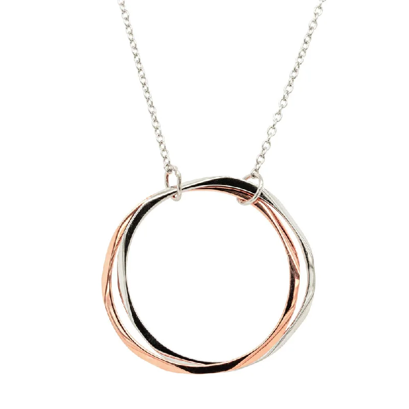 silver heart pendant necklaces for women-9ct Rose Gold & Sterling Silver Entwined Pendant