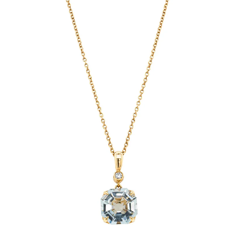 custom name necklaces for women-18ct Yellow Gold Aquamarine & Diamond Octavia Pendant