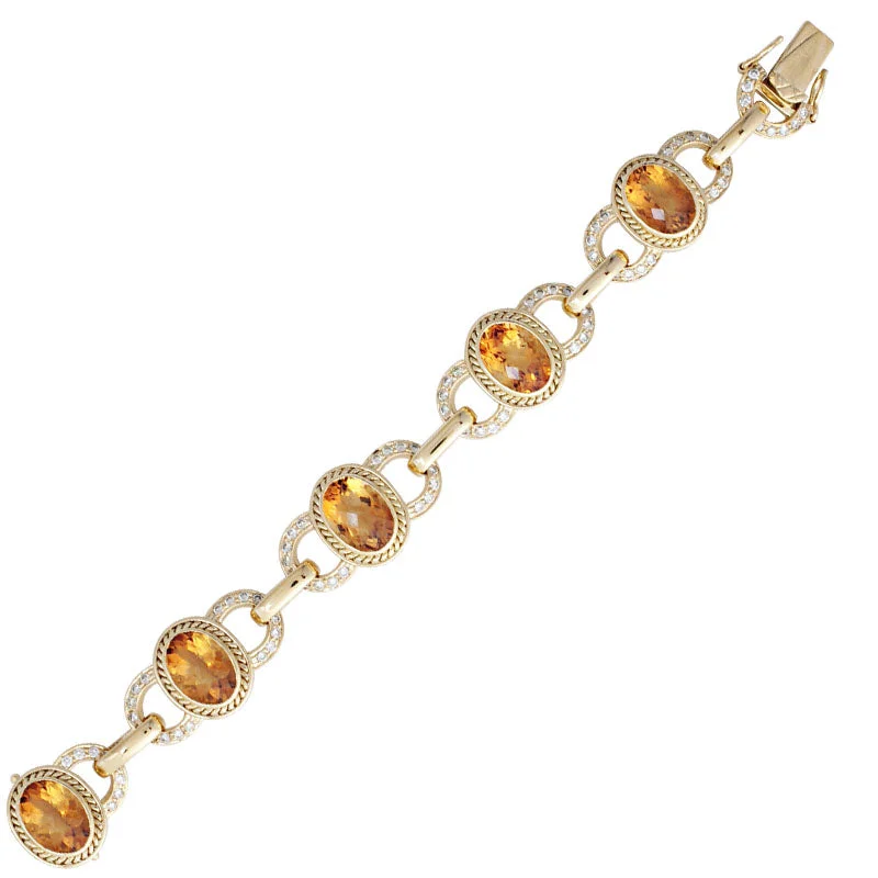 stackable bracelets for women-Bracelet- Citrine And Diamond