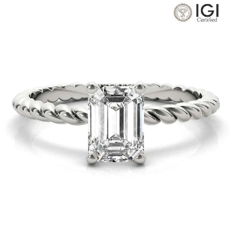 vintage rings for women-Eleanor Emerald Lab Grown Diamond Solitaire Engagement Ring IGI Certified