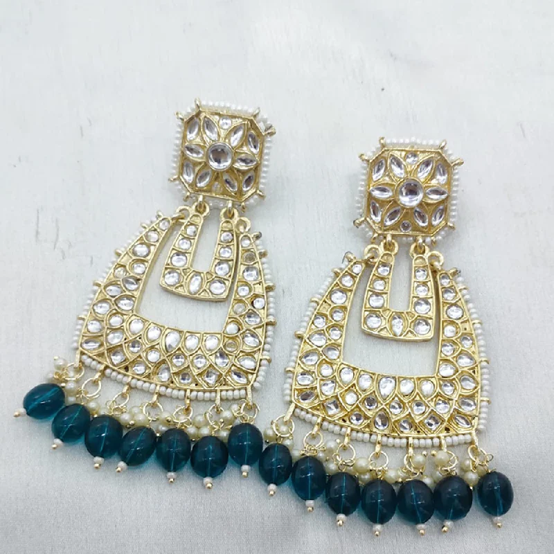 luxury silver earrings for women-Lucentarts Jewellery Gold Plated Kundan Dangler Earrings