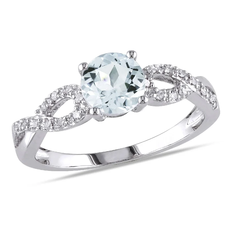 gold diamond engagement rings-Mimi & Max 1/10ct TW Diamond and Aquamarine Engagement Ring in 10k White Gold