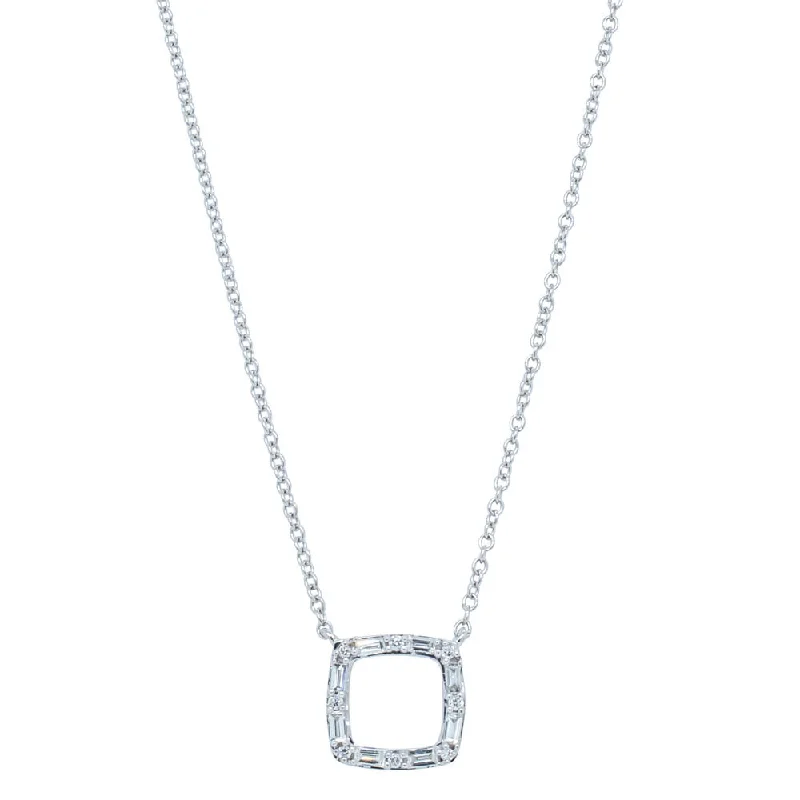 silver necklaces for women-9ct White Gold .11ct Diamond Square Pendant