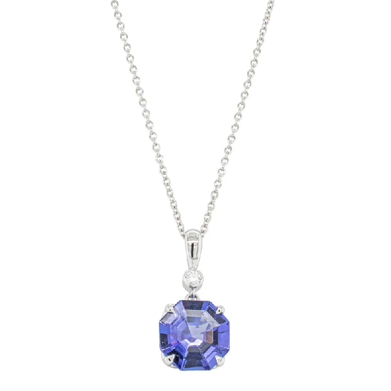 gold chain necklaces for women-18ct White Gold Tanzanite & Diamond Octavia Pendant