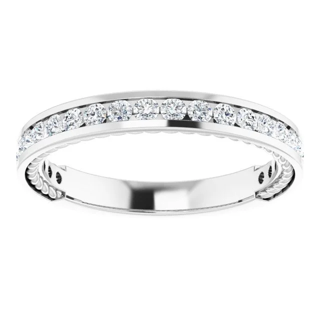 sterling silver rings for women-0.50 ct. Round Cut Diamond Wedding Band Channel Set Anniversary Ring