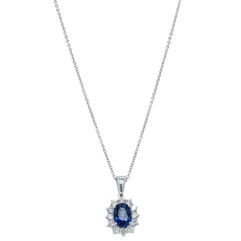 minimalist necklaces for women-18ct White Gold 2.03ct Sapphire & Diamond Belle Pendant