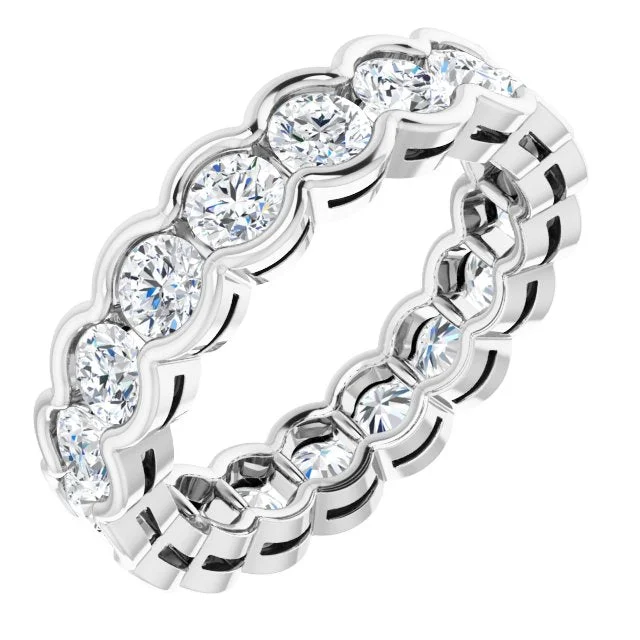 fashion wedding rings for women-3.0 ct. Round Diamond Half Bezel Set Eternity Band