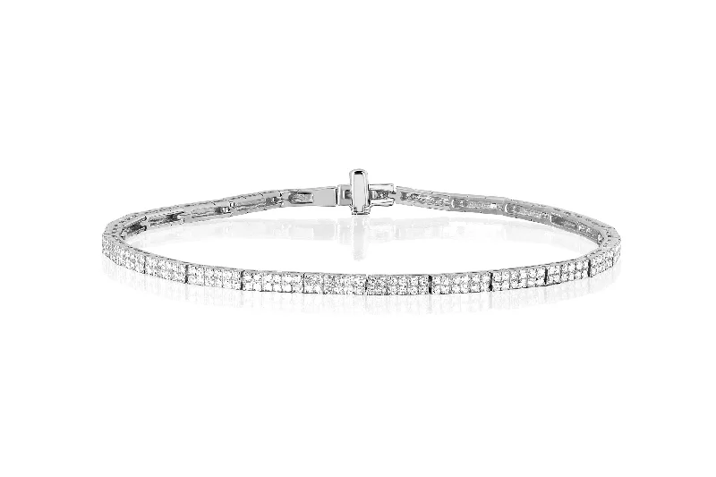 simple bracelets for women-Double Row Diamond Eternity Bracelet