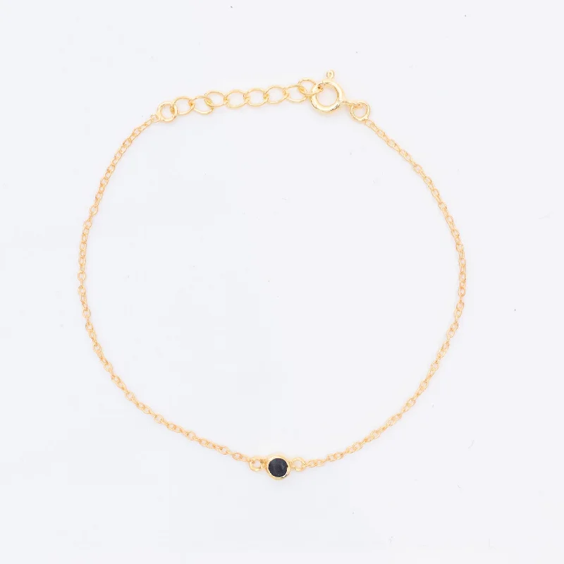 silver stacking bracelets for women-Gold Vermeil Black Onyx Solitaire Bracelet