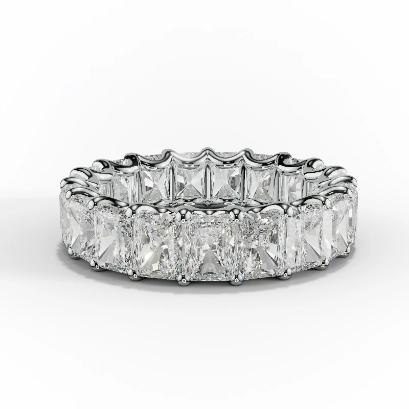 platinum rings for women-7.0 Carat Radiant Cut Diamond Eternity Band Shared Prong