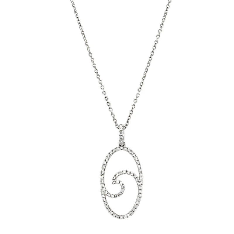 vintage-style necklaces for women-18ct White Gold .26ct Diamond Wave Pendant