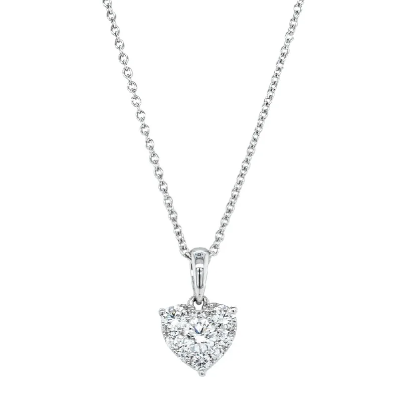 gold heart necklaces for women-18ct White Gold .62ct Diamond Heart Necklace