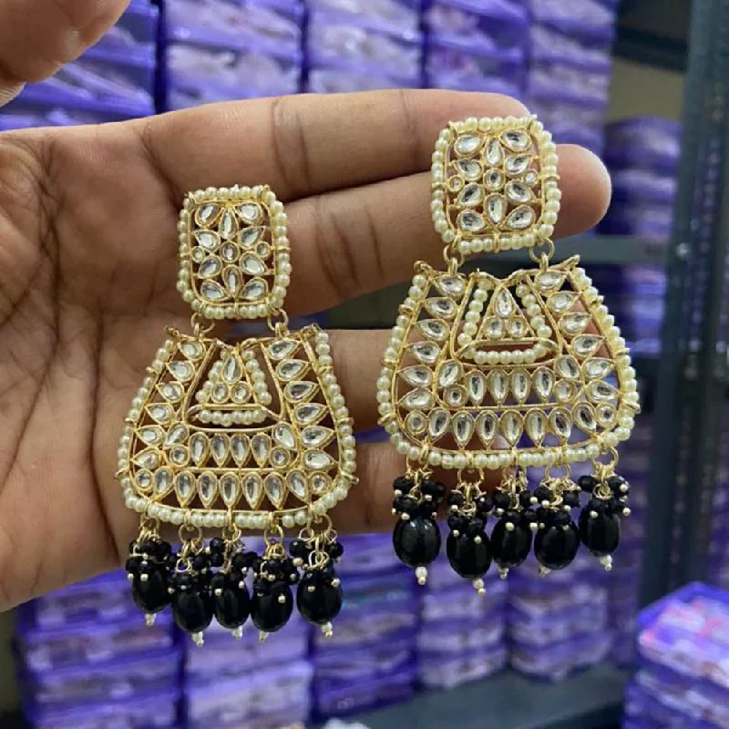 fashion stud earrings for women-Bhavi Jewels Gold Plated Kundan Stone And Pearls Dangler Earrings