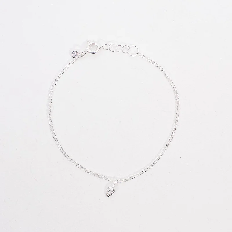 classic bangles for women-Tiny Silver Leaf Bracelet