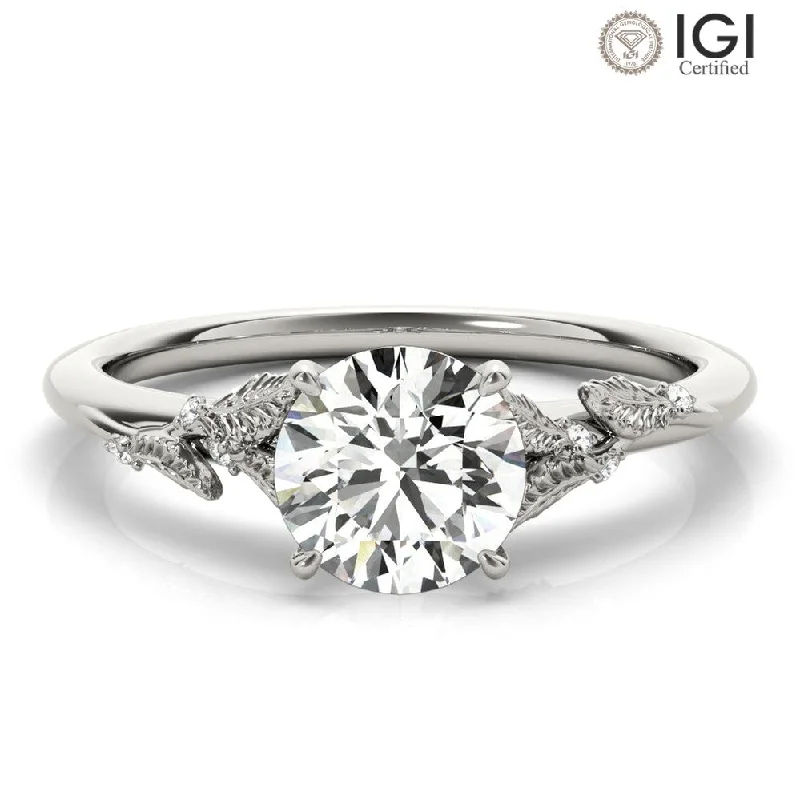 designer rings for women-Laurel Round Lab Grown Diamond Solitaire Engagement Ring IGI Certified