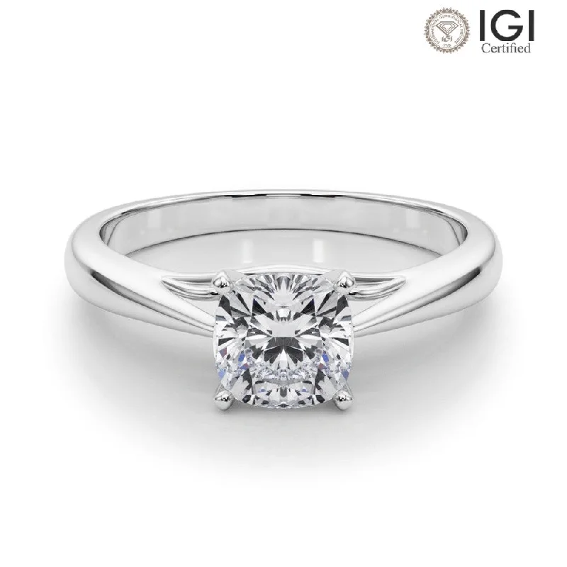 classic rings for women-Katerina Cushion Lab Grown Diamond Solitaire Engagement Ring IGI Certified