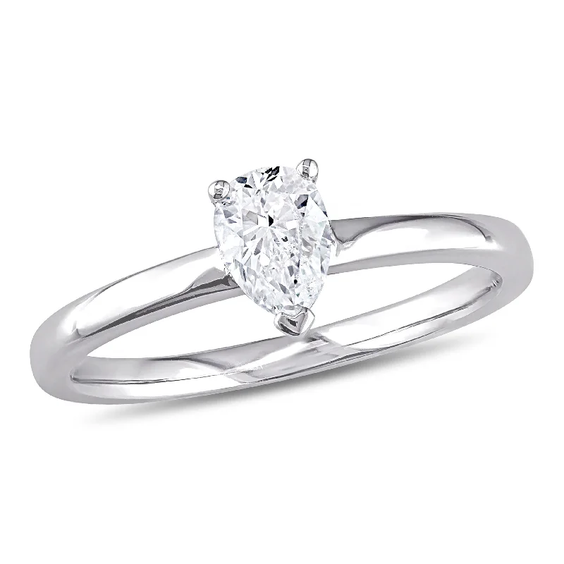 yellow gold engagement rings-Mimi & Max 1/2ct TW Pear-Cut Diamond Solitaire Engagement Ring 14k White Gold