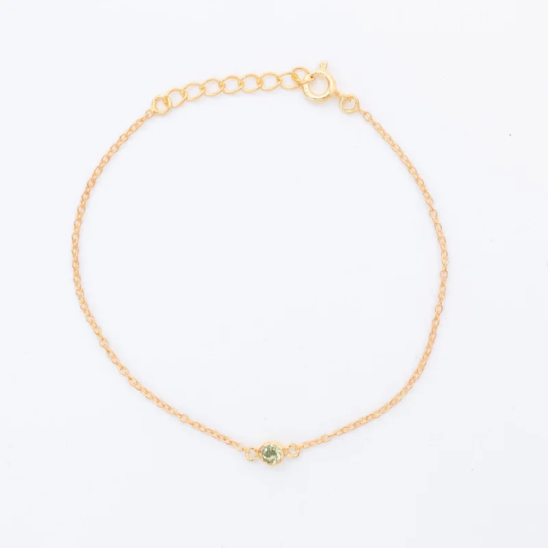 classic bangles for women-Gold Vermeil Peridot Solitaire Bracelet