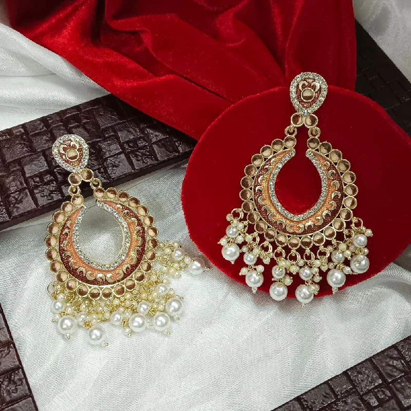 elegant drop earrings for women-Bhavi Austrian Stone Gold Plated Dangler Earrings