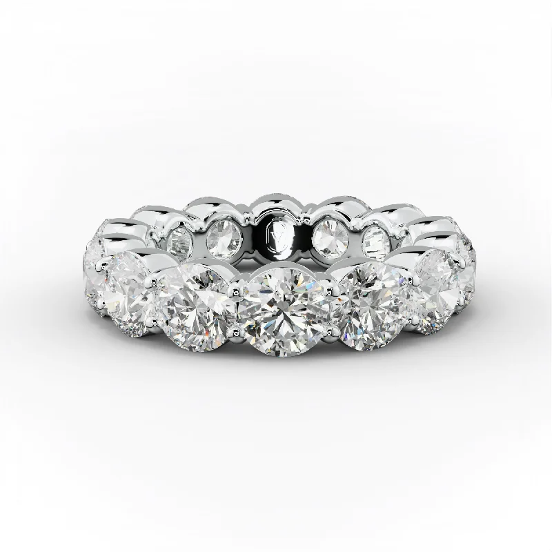 boho rings for women-7.0 Carat Round Diamond Classic Eternity Band Shared Prong