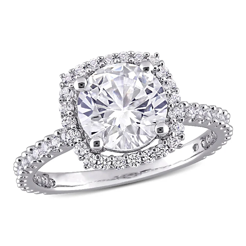 wedding engagement rings-Mimi & Max 2 7/8ct TGW Created White Sapphire Halo Ring in Sterling Silver