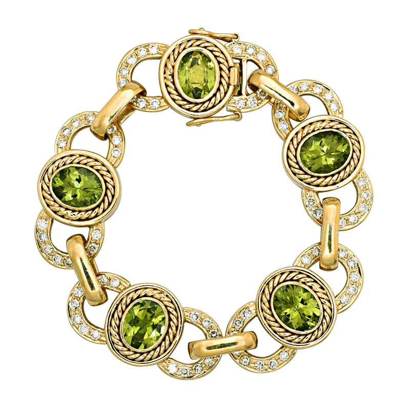 gemstone bangles for women-Bracelet- Peridot And Diamond