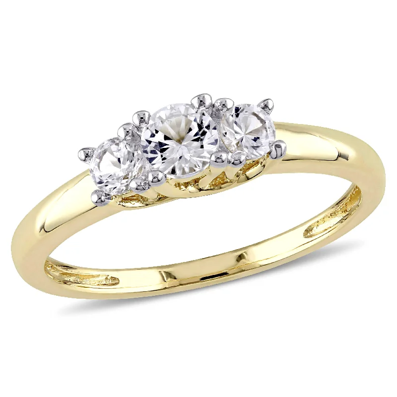 wedding ring sets for engagement rings-Mimi & Max 5/8ct TGW Created White Sapphire 3-Stone Engagement Ring in 10k Two-Tone Gold